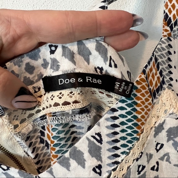 Doe & Rae Shift Multi Pattern Handkerchief Hem Layered Zipper Back Tank Festival - Picture 3 of 7